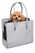 Load image into Gallery viewer, Parisian Pet 'Mallorca Carrier' - Luxury, Comfortable, Chic Gray Pet Travel Bag for Small Dogs & Cats, Travel-Friendly Design