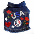 Load image into Gallery viewer, Patriotic USA Denim Dog Jacket for dogs