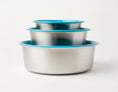 Load image into Gallery viewer, Southlake Paws Slow Feeder Dog Bowl Blue - Anti Slip Stainless Steel, featuring three stacked bowls with a blue interior and