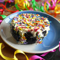 Load image into Gallery viewer, Organic PAWfetti Cakes Peanut Butter Frosted Rice Cake Dog Treat