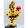 Load image into Gallery viewer, Apollo Sculpture - Gold Chrome with Pink Balloon - gold chrome balloon pink apollo sculpture, luxury bust, product image 3