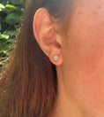 Load image into Gallery viewer, OLIVE & CHAIN Diamond Baguette and Halo Square Stud Earring