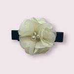 Chiffon Camellia Rose Vegan Leather Dog Hair Barrette