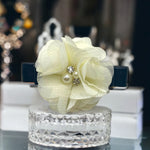 Chiffon Camellia Rose Vegan Leather Dog Hair Barrette