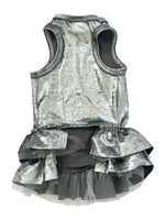Crushing on YOU Metallic Velvet Dog Dress, Silver