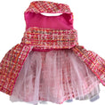 Load image into Gallery viewer, The Paris Pink Tweed Couture Dog Harness Dress