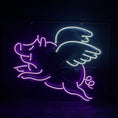 Load image into Gallery viewer, Purple Pig with Wings Neon Signs