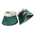 Load image into Gallery viewer, Southlake Paws Pine Grove Bell Boots in teal with soft white lining and logo, designed for horse hoof protection.