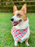 Load image into Gallery viewer, Pink & Blue Plaid Luxe Flannel Dog Bandana