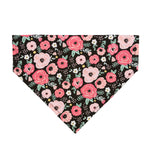 Pink Flowers on Black Dog Bandana