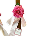 Load image into Gallery viewer, Pink Rose on Tan Leather Large Dog Wedding Collar - Handmade - Southlake Paws
