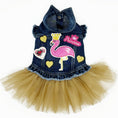 Load image into Gallery viewer, Pink Flamingo Denim Dog Jacket with Tutu for dogs