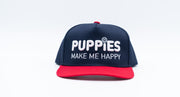 Puppies Make Me Happy Red, White & Blue | 3D Puff Snapback Hat | Gift for Dog Owner