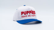 Puppies Make Me Happy Red, White & Blue | 3D Puff Snapback Hat | Gift for Dog Owner