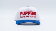 Puppies Make Me Happy Red, White & Blue | 3D Puff Snapback Hat | Gift for Dog Owner