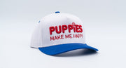Puppies Make Me Happy Red, White & Blue | 3D Puff Snapback Hat | Gift for Dog Owner