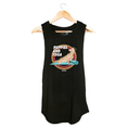 Load image into Gallery viewer, Black sleeveless tank top featuring a graphic of a dog on a yoga mat with the text "Puppies and Yoga." Ideal gift for dog lov