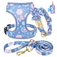 Load image into Gallery viewer, 4pc Floral Daisy Dog Collar Harness Leash & Poo Bag Set | Personalized Free