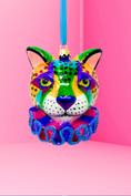 Load image into Gallery viewer, Technicolor Cheetah Glass Ornament