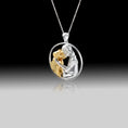 Load image into Gallery viewer, Girl Hugging Dog Necklace- 925 Sterling Silver Two Toned Piece