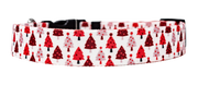 Red Christmas Trees Dog Collar