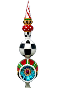 Load image into Gallery viewer, Red Tartan Glass Finial Tree Topper