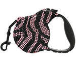 Parisian Pet 'Crystal Retractable Leash Zebra Pink' for Dogs & Cats – 16-Foot Retractable Leash with Zebra Print