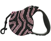 Parisian Pet 'Crystal Retractable Leash Zebra Pink' for Dogs & Cats – 16-Foot Retractable Leash with Zebra Print