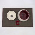 Load image into Gallery viewer, Personalized Faux Leather Dog Placemat Grey/Wine Red