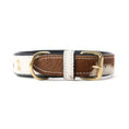Load image into Gallery viewer, Prairie Paws Studded Hairon Dog Collar in Brown & White