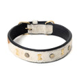 Load image into Gallery viewer, Prairie Paws Studded Hairon Dog Collar in Brown & White