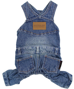 Parisian Pet 'Denim Overalls' – Durable and Trendy Pet Overalls for Dogs & Cats-Blue