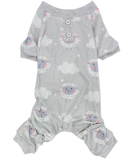 Parisian Pet 'Grey Sheep' Pajama for Dogs & Cats, Designer Pet Sleepwear, Cozy Dog Pajama Set, Grey