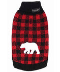Load image into Gallery viewer, Parisian Pet 'Buffalo Checkered Sweater - Polar Bear' for Dogs and Cats - Cozy Winter Wear with Adorable Polar Bear Design Red and Black
