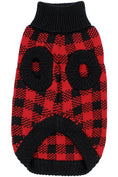 Load image into Gallery viewer, Parisian Pet 'Buffalo Checkered Sweater - Polar Bear' for Dogs and Cats - Cozy Winter Wear with Adorable Polar Bear Design Red and Black