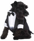 Load image into Gallery viewer, Parisian Pet 'Satin Party Tux' for Dogs and Cats, Designer Holiday Pet Tuxedo, Satin Formal Wear, Black & White-Valentine's Day