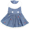 Load image into Gallery viewer, Parisian Pet 'Prairie Dress' for Dogs and Cats, Floral Design, Comfortable Lightweight Outfit, Denim & White
