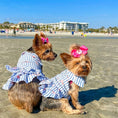 Load image into Gallery viewer, Parisian Pet 'Flamingo Print Dog Dress' for Dogs and Cats, Sleeveless, Comfortable Summer Outfit, Blue and White Stripes