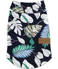 Load image into Gallery viewer, Parisian Pet 'Palm Leaves' Dog & Cat T-Shirt – Trendy Tropical Summer Pet Clothing, Comfortable & Lightweight - Blue & White