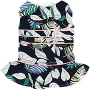 Parisian Pet 'Palm Leaves Dress' Dog & Cat T-Shirt – Comfortable Stylish Summer Dog Dress – Green, White