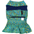 Load image into Gallery viewer, Parisian Pet 'Tribal Dress' for Dogs and Cats, Ruched Waist, Stylish and Comfortable, Tribal Print - Green, Blue, Yellow