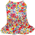 Load image into Gallery viewer, Parisian Pet 'Floral Artsy Dress' Dog & Cat Shirt – Stylish and Comfortable Designer Dog Clothing - Red, Yellow, Blue, White-Valentine's Day