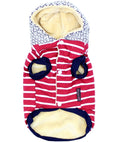 Load image into Gallery viewer, Parisian Pet 'Striped Pom Pom Hoodie', Red – Soft & Fashionable Pet Hoodie with Playful Pom Pom Design