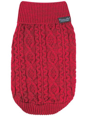 Parisian Pet 'Cable Knit Sweater' - Warm & Stylish Pet Sweater in Red for Dogs & Cats-Valentine's Day