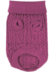 Parisian Pet 'Cable Knit Sweater' - Warm & Stylish Pet Sweater in Raspberry for Dogs & Cats-Valentine's Day