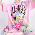Load image into Gallery viewer, KOSAHIKI Pink Harajuku Graphic T-shirt