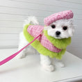 Load image into Gallery viewer, Tres Chic Pink & Lime Tweed Coat, Hat & Leash Set