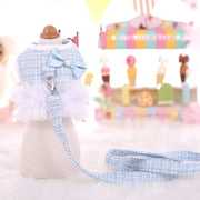 Pastel Pink or Blue Tweed Dog Tutu Harness & Leash Set