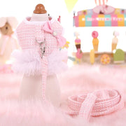Pastel Pink or Blue Tweed Dog Tutu Harness & Leash Set