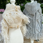 Handmade Hooded Cable Knit Sweater Dog Poncho
